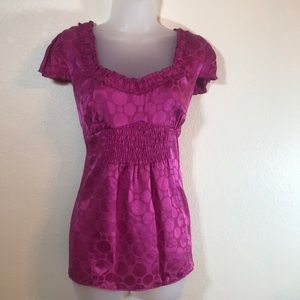 INC International Concepts Fuchsia Bubble-Texture Short Sleeve Top